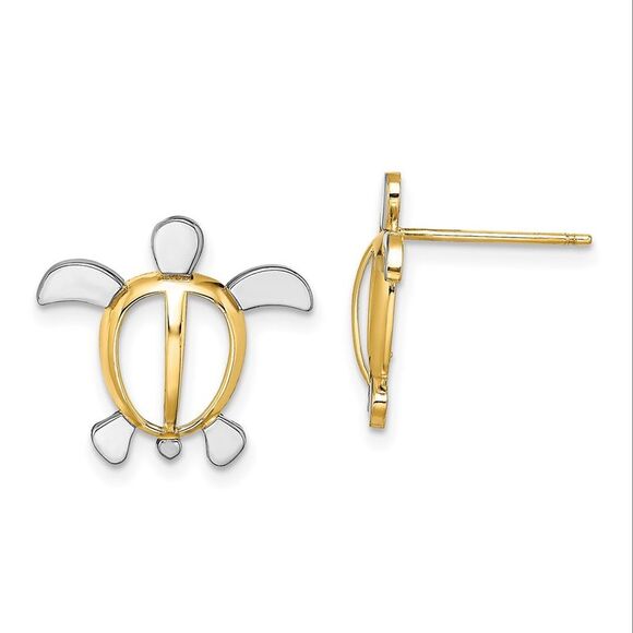 Kazi Luxury 14k Yellow Gold W/ Rhodium Sea Turtle Post Earrings,New Products : American Fashion Style Bags On Sale